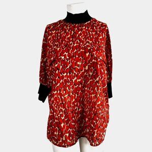BY MALENE BIRGER 36 US 6 Mock Neck Abstract Geo Print Cotton Top 3/4 Sleeve